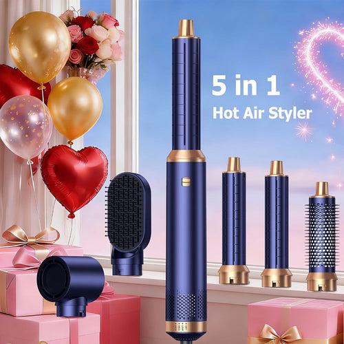 5-in-1 Hair Dryer Brush Set ¨C Blow Dryer Brush with Curl, Straighten, Volumize & Smooth, Hot Air Styler for All Hair Types, Professional Styling Wand