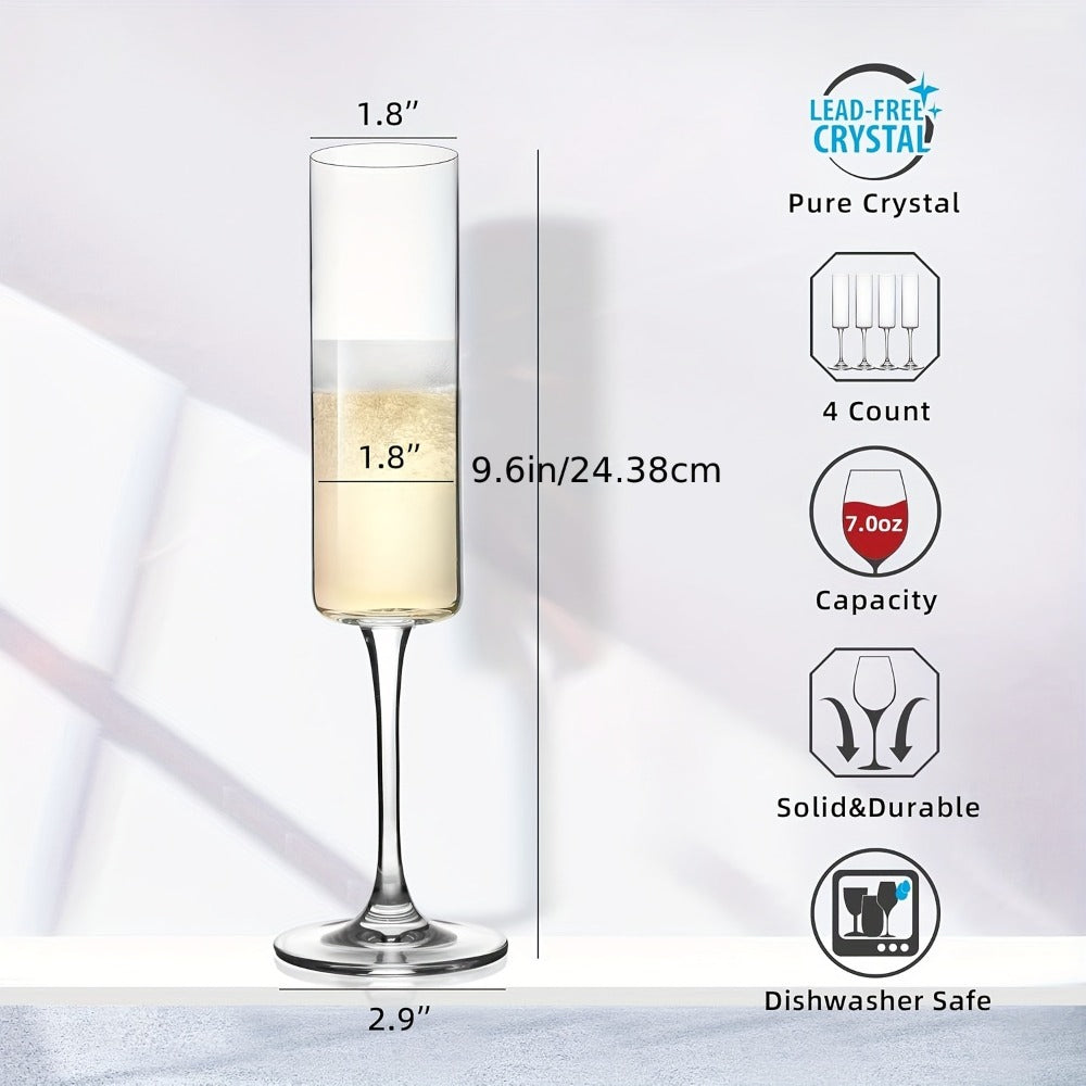 Champagne Flutes Set of 6 - Elegant 6.5oz Clear Glass Champagne Glasses, Reusable Stemmed Flutes for Birthday, Wedding, Christmas & Holiday Celebrations, Gift for Women & Men