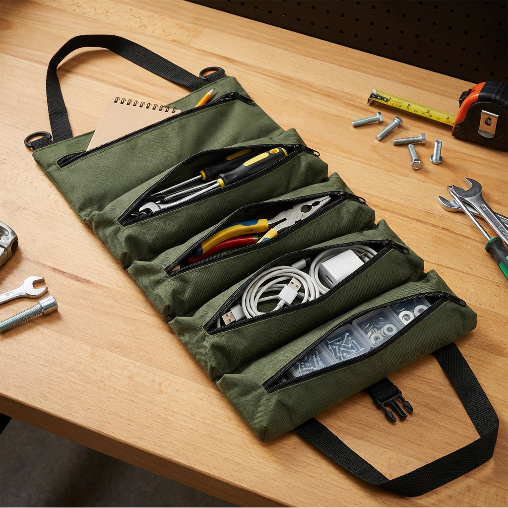 Collapsible Tool Bag Organizer for Hardware Storage | Foldable Tool Kit Bag for Carpentry Electricians Automotive Repairs Outdoor | Portable Buggy Bag Easy Transport