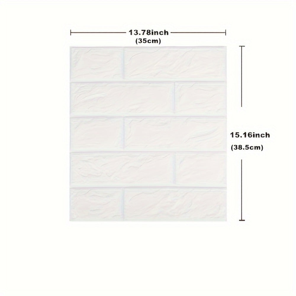 3D Foam Brick Wall Stickers 100pcs Self Adhesive Waterproof Peel and Stick Wallpaper Panels for Bedroom Living Room Bathroom Kitchen Home Decor White