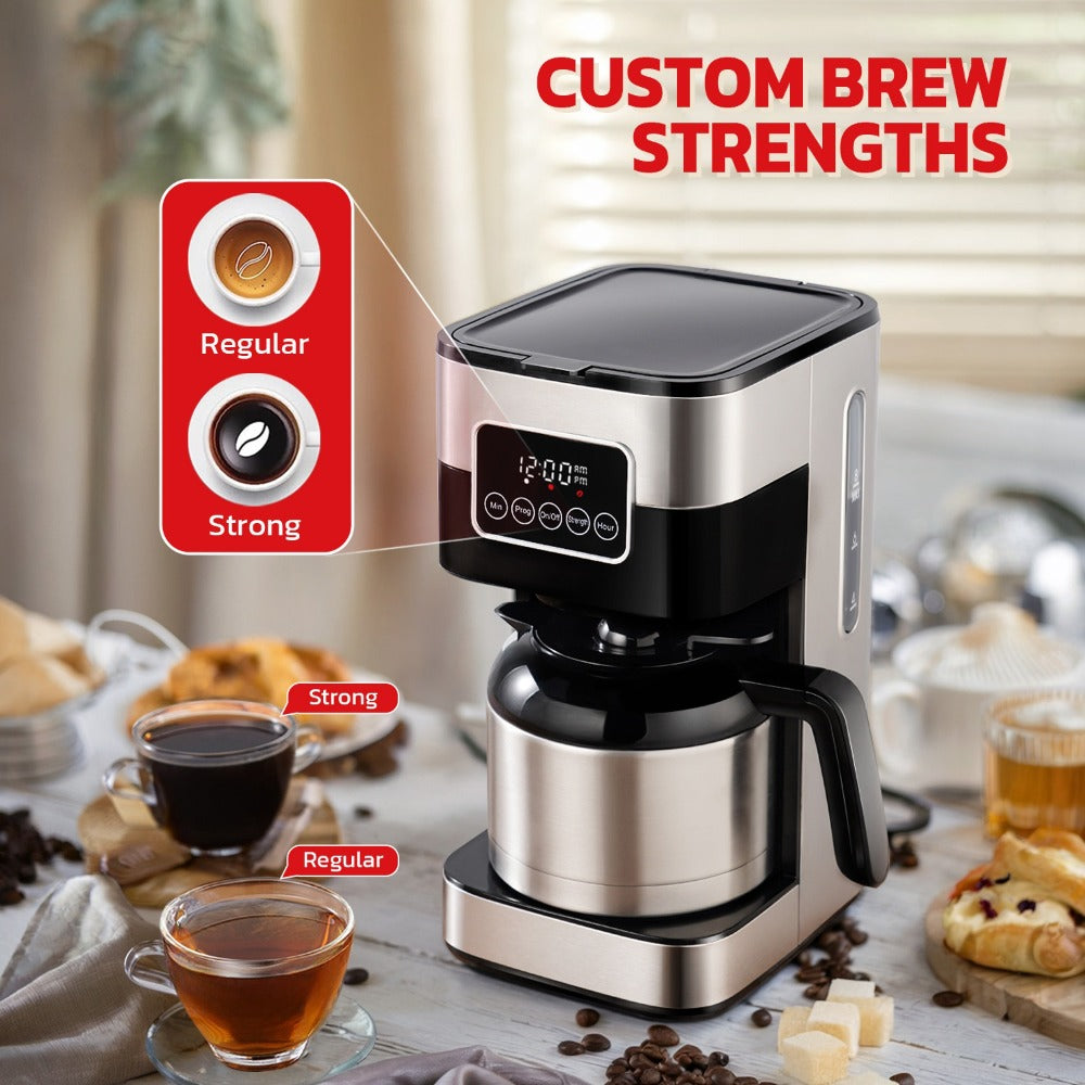 Touch Screen Programmable Drip Coffee Maker, Stainless Steel, Pause & Serve, Customizable Brew Strength, Keep Warm, Auto Shut-Off, Modern Coffee Machine for Home Kitchen
