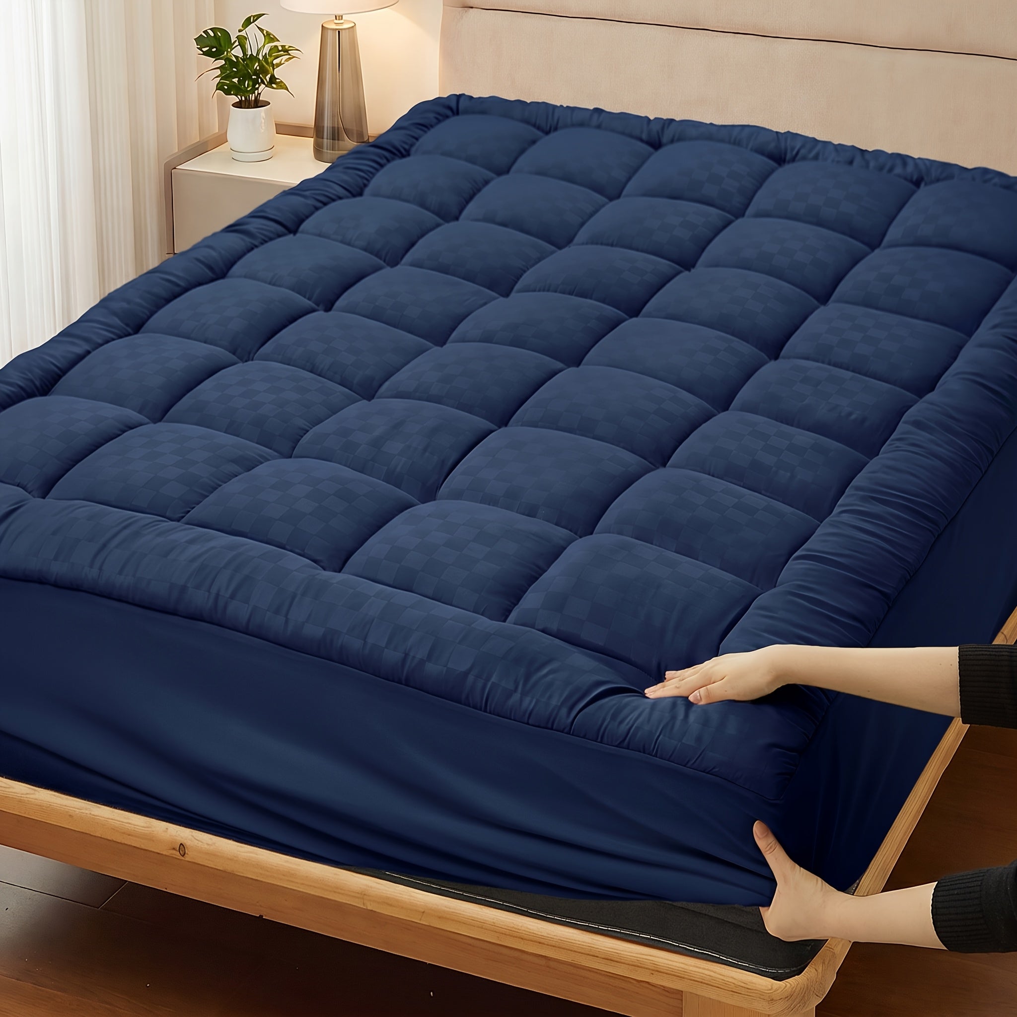 Cooling Mattress Topper Baffle Box Design Overfilled Down Alternative Pillow Top 6-8cm Plush Hotel Quality 8-21 Inch Deep Pocket Twin Full Queen King