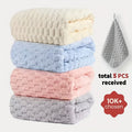 Waffle Weave Bath Towels Set 4 Pack or 8 Pack - Ultra Soft Super Absorbent Quick Dry Microfiber Moire Textured Towels | Spa Gym Travel Daily Use | Multi-Color Sets Gray Pink Blue Beige Gift Set