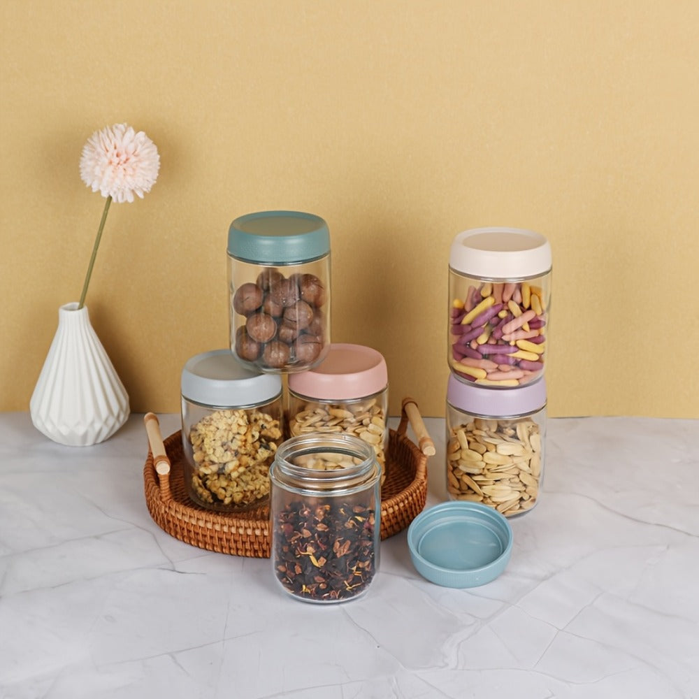 Wide Mouth Mason Jars with Airtight Lids 6 Pack 16oz - Glass Food Storage Containers for Overnight Oats Yogurt Snacks Spices and Salad, Clear Round Glass Jars with Optional Protective Silicone Sleeves for Kitchen Pantry and Meal Prep