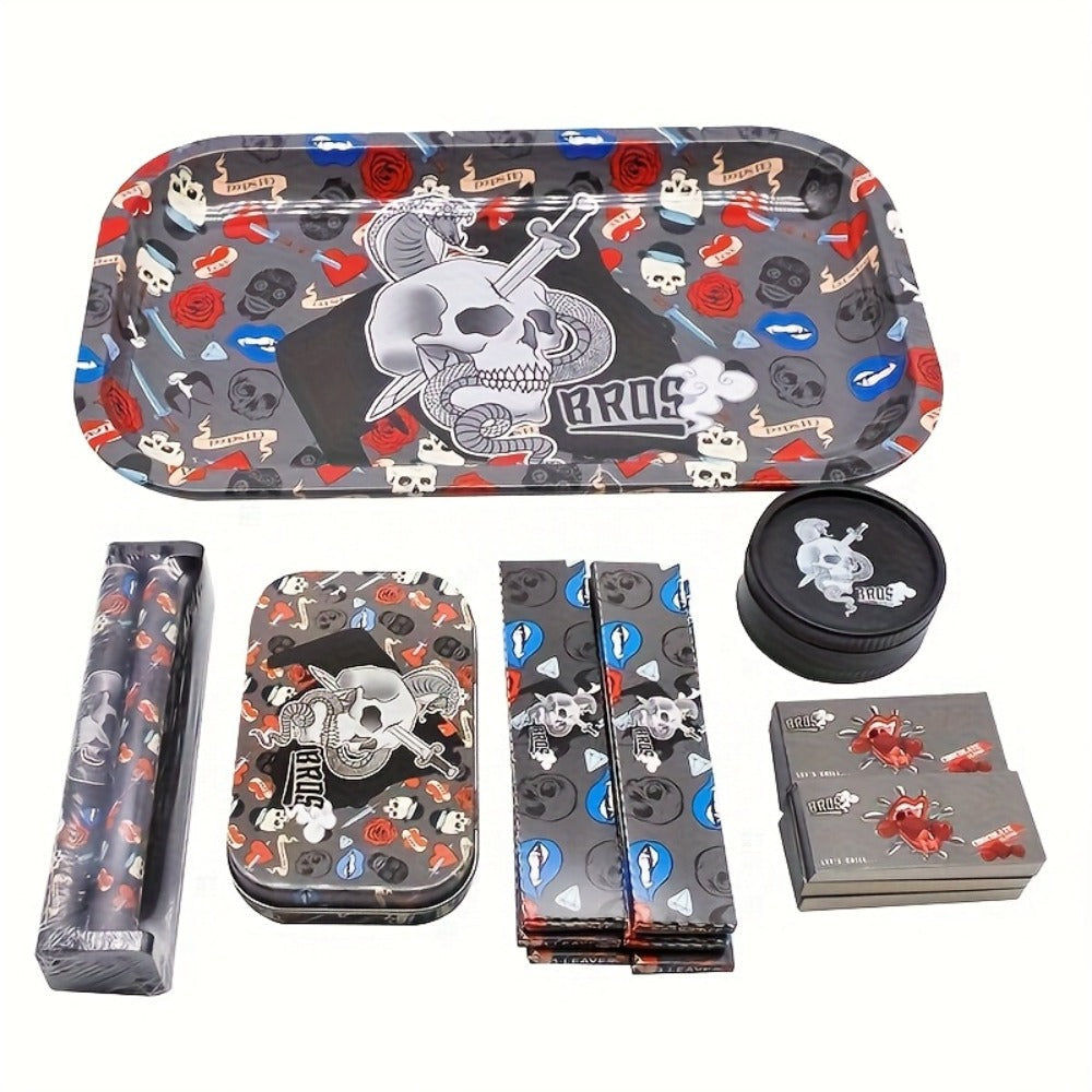 Cigarette Rolling Kit 110mm Complete Smoking Accessories Set with Rolling Machine, Paper Dispenser, Metal Tray, Filter Tips & Grinder ¨C Gift for Birthdays & Holidays