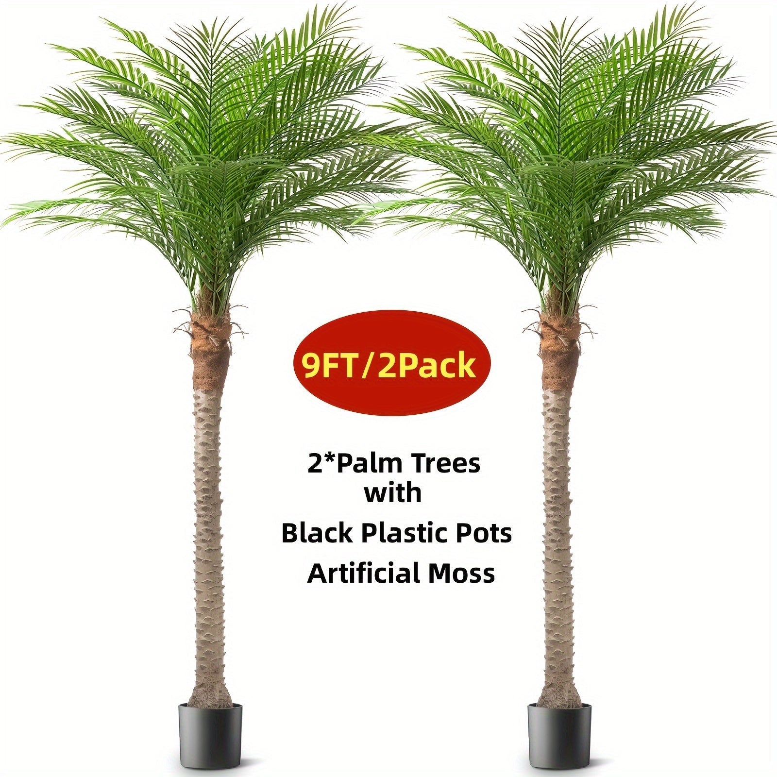 Large Artificial Palm Tree 7ft 8ft 9ft, UV Resistant Faux Tropical Palm Tree with Realistic Leaves for Outdoor Patio Garden Yard, Indoor Living Room Hotel Pool Sunroom Christmas Decor