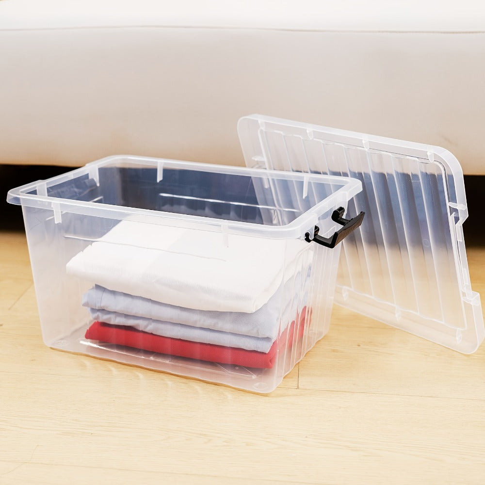 Clear Plastic Storage Bins with Lids 6 Pack Stackable Storage Containers with Snap-Tight Locks for Home, Office, Garage & Basement ¨C 17QT or 21QT, BPA-Free