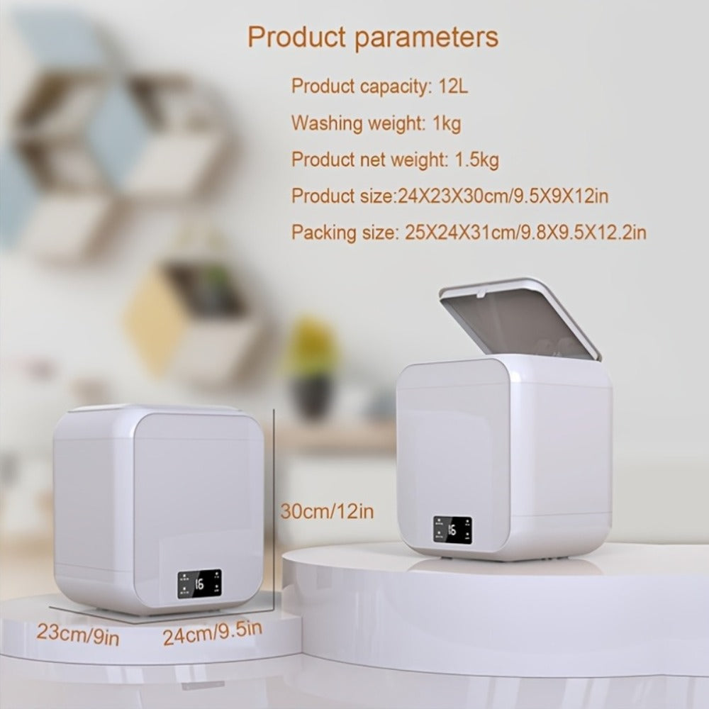Mini Washing Machine Pure Copper Motor High Torque 4 Washing Modes Portable Washer for Underwear Socks Baby Clothes Separate Washing Anti Cross-Infection White