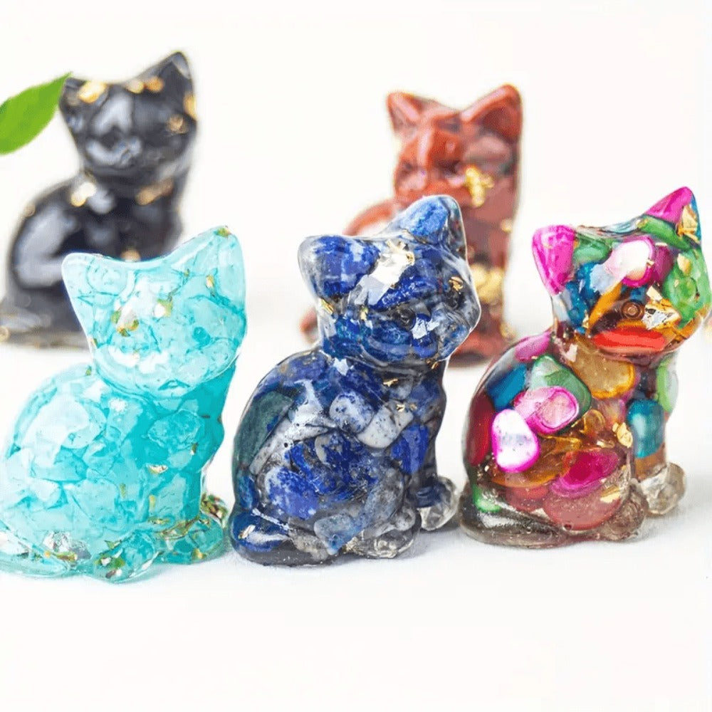 Crystal Resin Standing Cat Figurines Set of 8 ¨C Collectible Spiritual Cat Ornaments for Home Decor, DIY Jewelry, Garden Party & Holiday Gift Decoration