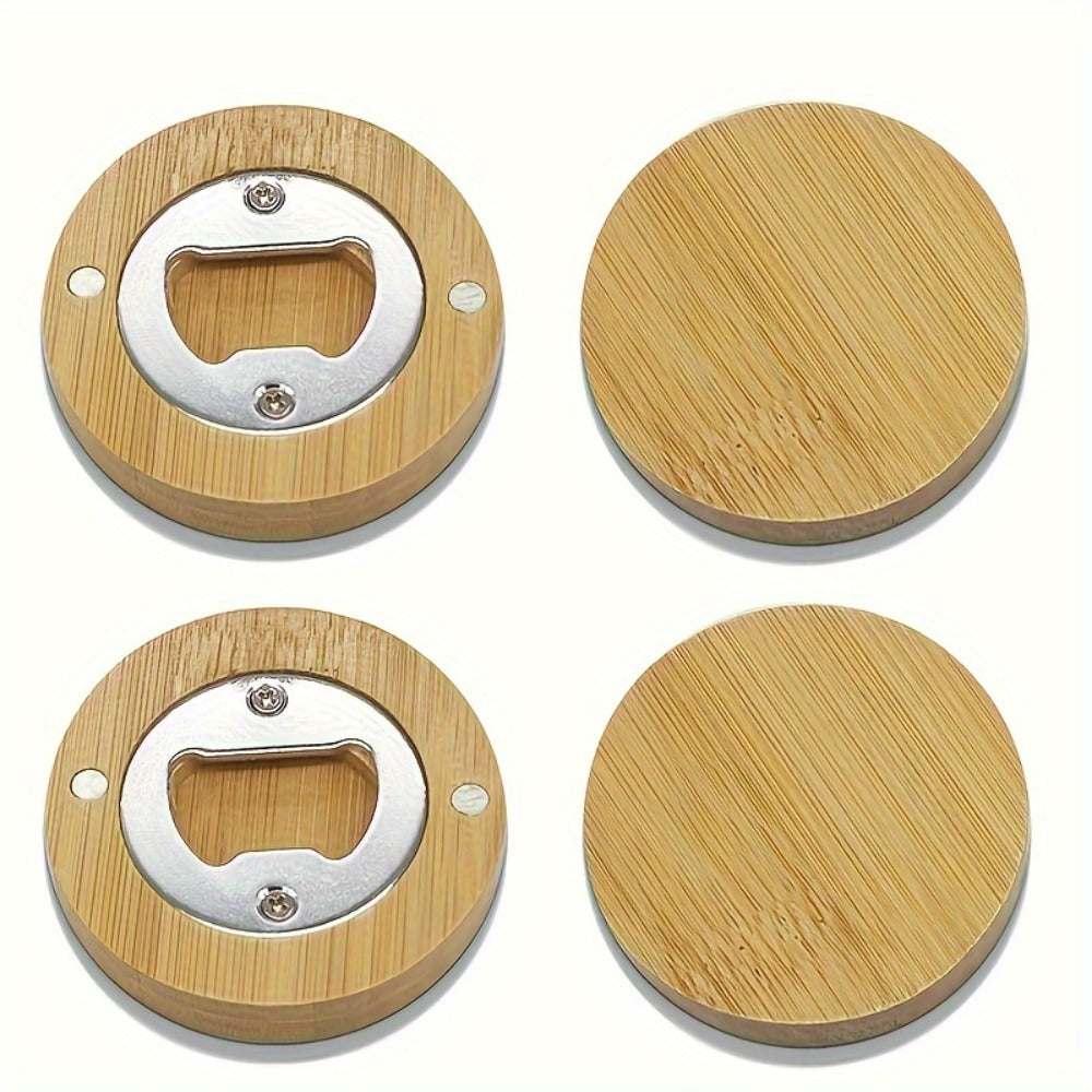 Bamboo Magnetic Bottle Opener Bulk 20 40 80 160 Pack - Round Fridge Magnet Blank Bottle Opener for Wedding Favors Party Gifts Kitchen Decor | Customizable DIY Guest Favors Bridal Shower