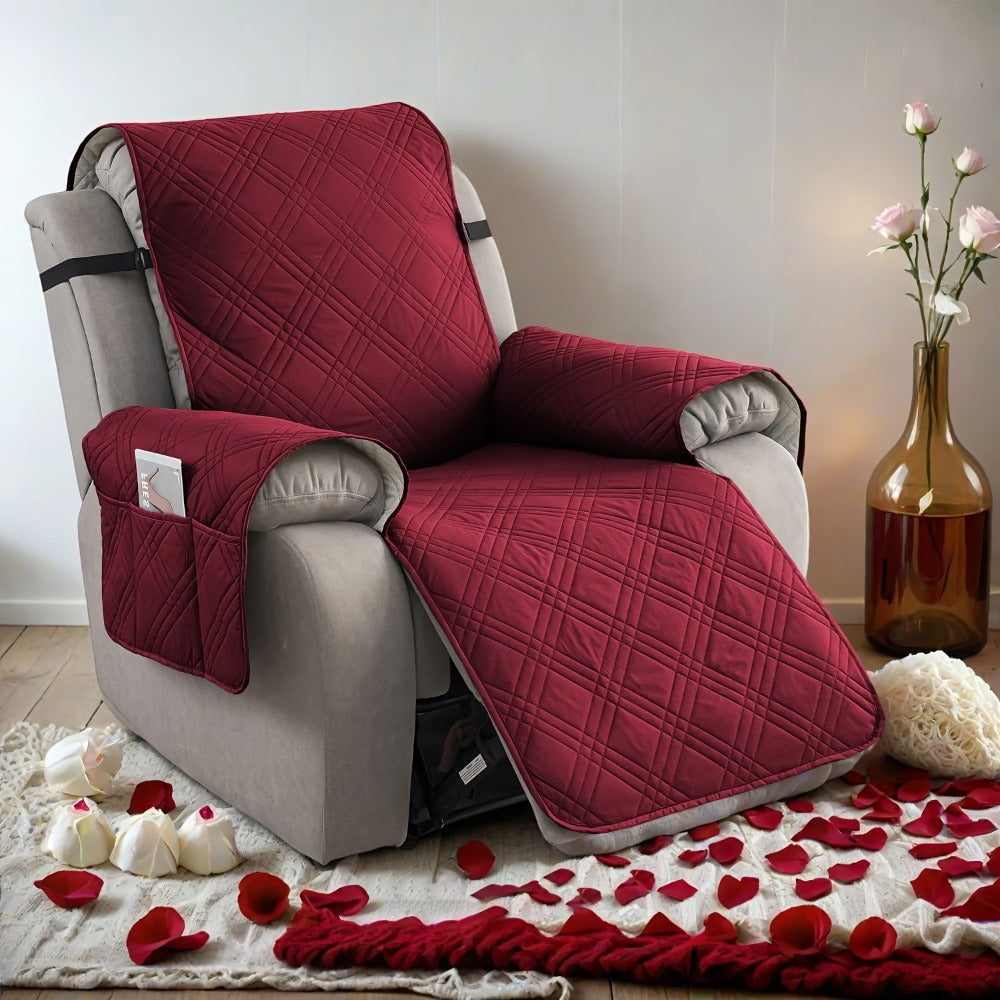 Recliner Chair Cover Waterproof Non-Slip Sofa Slipcover with Pocket Pet Scratch Resistant Washable Furniture Protector for Living Room Multiple Colors