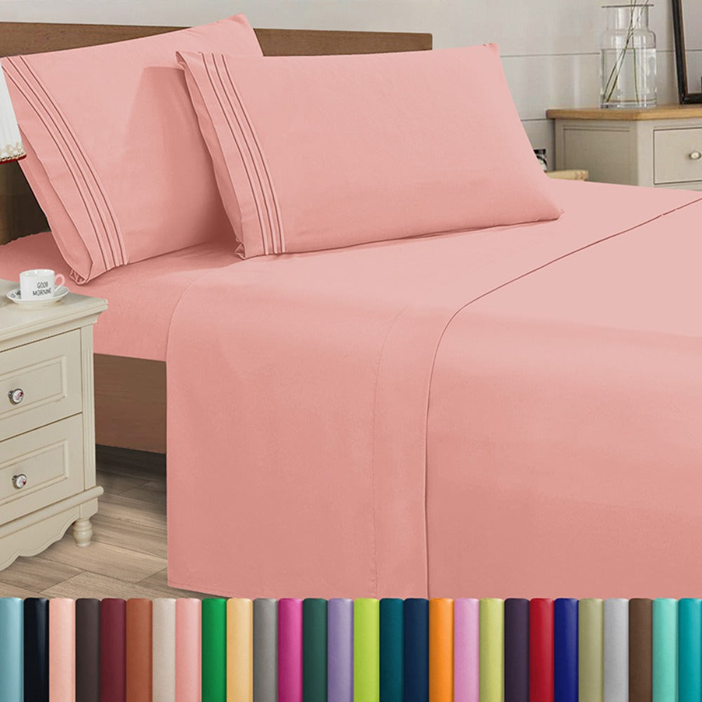 Microfiber Bed Sheet Set 4-Piece Deep Pocket Cooling Sheets Twin Full Queen King Cal King Split King ¨C Soft Wrinkle Fade Resistant Hotel Quality Bedding