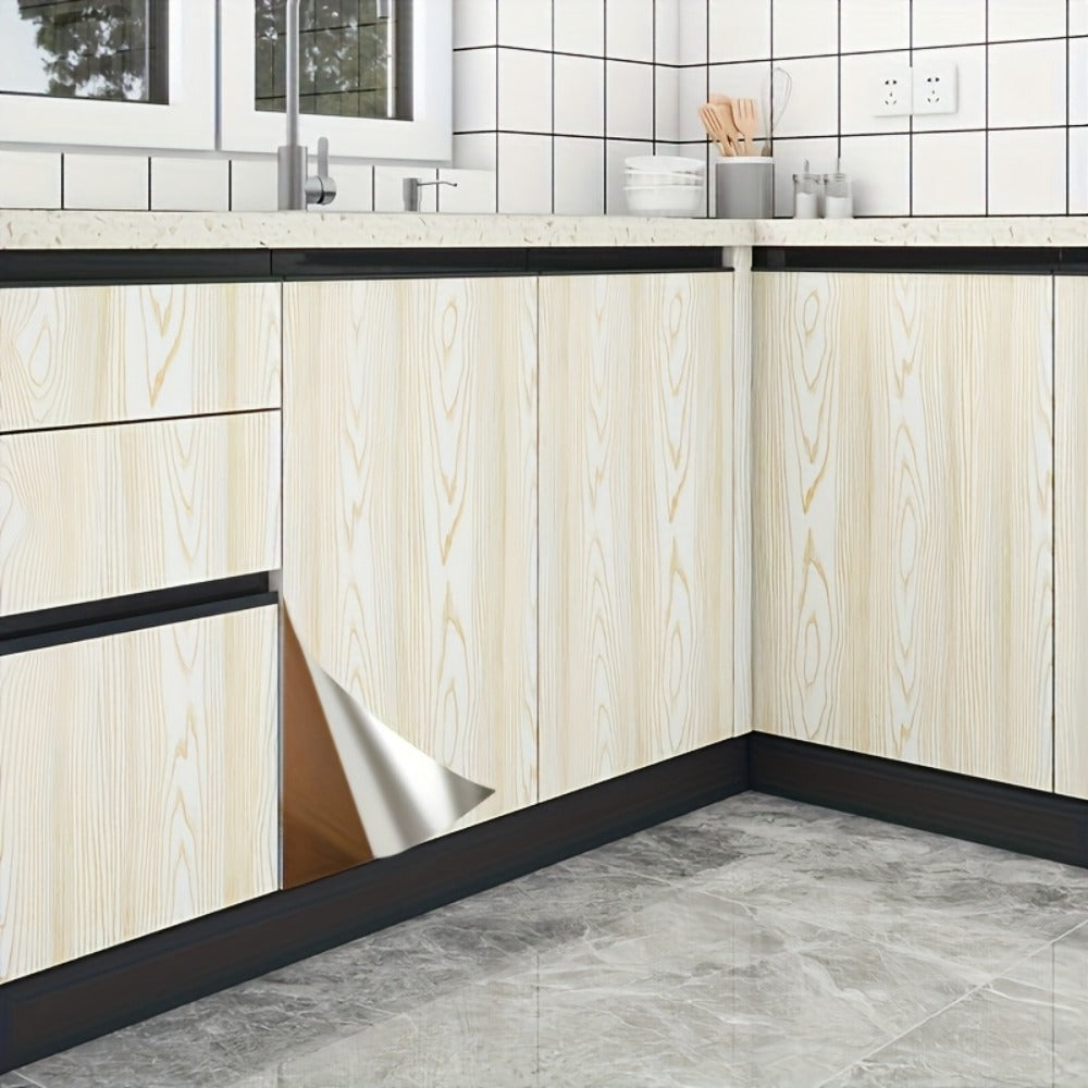Wood Grain Contact Paper Peel and Stick Wallpaper - Self-Adhesive Removable Wall Sticker Waterproof Vinyl Film for Cabinets Countertops Furniture Doors Tables - White Black Brown DIY Home Decor