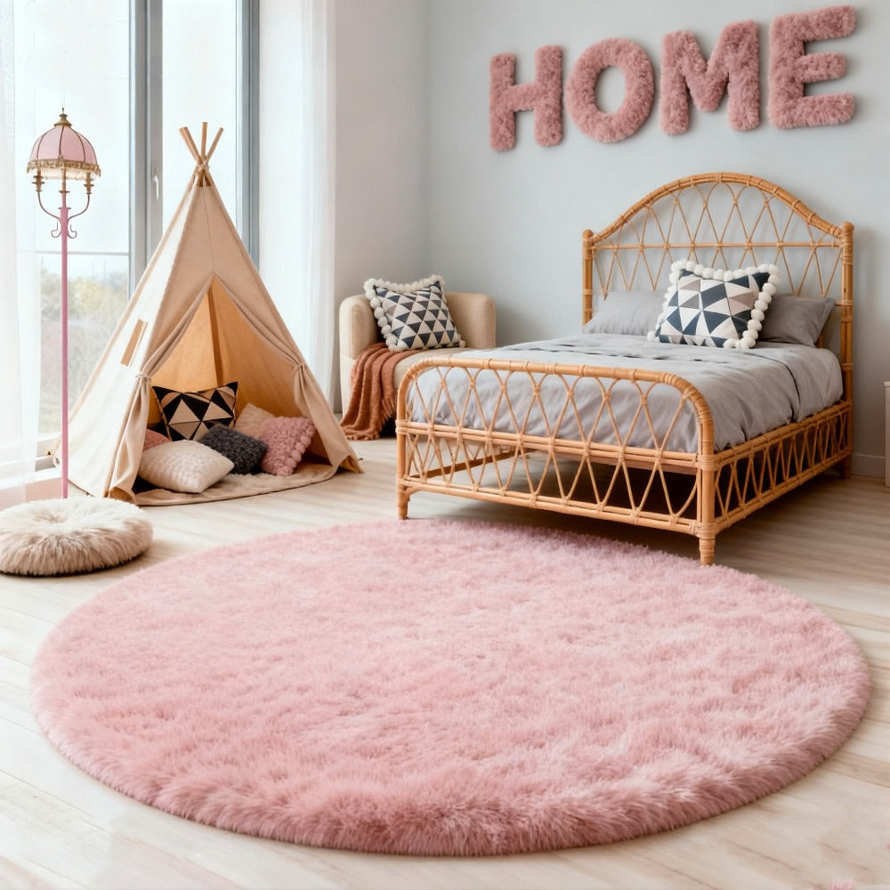 Round Area Rug Soft Shaggy Plush Circle Rug Non-Slip Indoor Floor Mat for Living Room Bedroom Dorm Tie Dye Rainbow Multi-Color Multi-Size