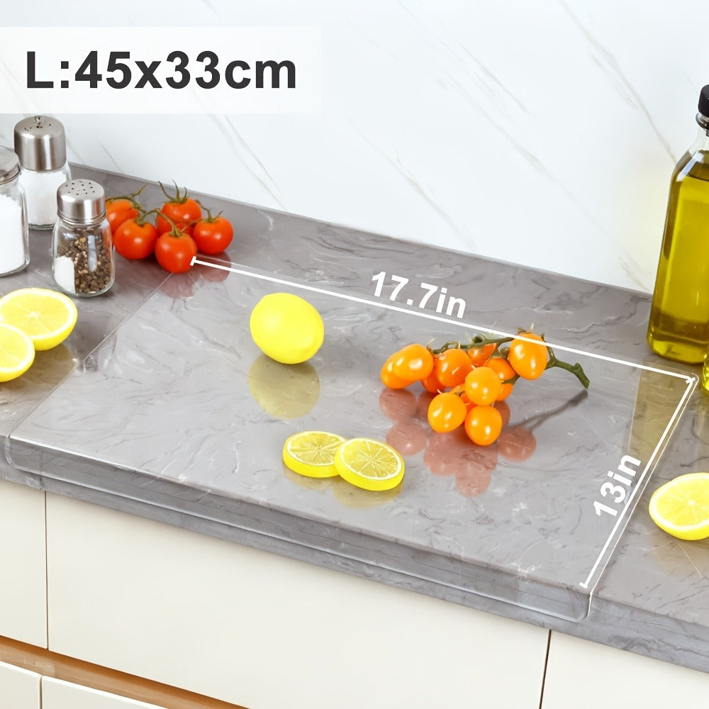 Acrylic Cutting Board with Counter Lip - BPA-Free Food-Safe Clear & Black Kitchen Chopping Board 60% Thicker Non-Slip Countertop Protector for Home and Professional Use