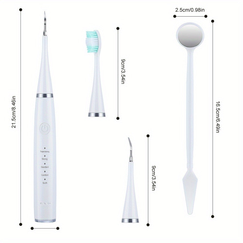 Electric Toothbrush Kit USB Rechargeable - Multi-Accessory Dental Care Set with Travel Case, Replaceable Brush Heads, Portable Oral Hygiene Device for Home & Travel, Gift for Men & Women, Black or White