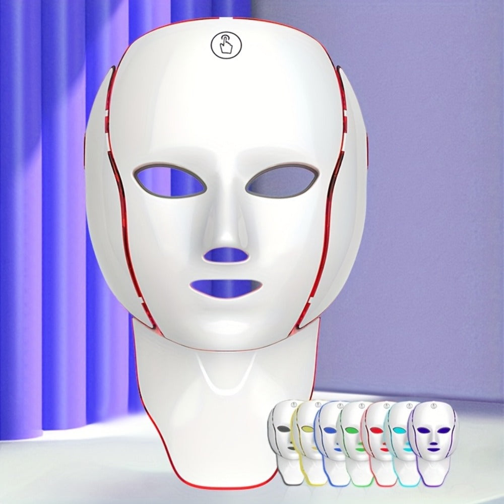 LED Light Therapy Facial Mask 7-Color USB Rechargeable ¨C Face Neck Anti-Aging Acne Rejuvenation Skincare Device, Beauty Instrument Gift for Women, Valentine's Day Mother's Day Birthday