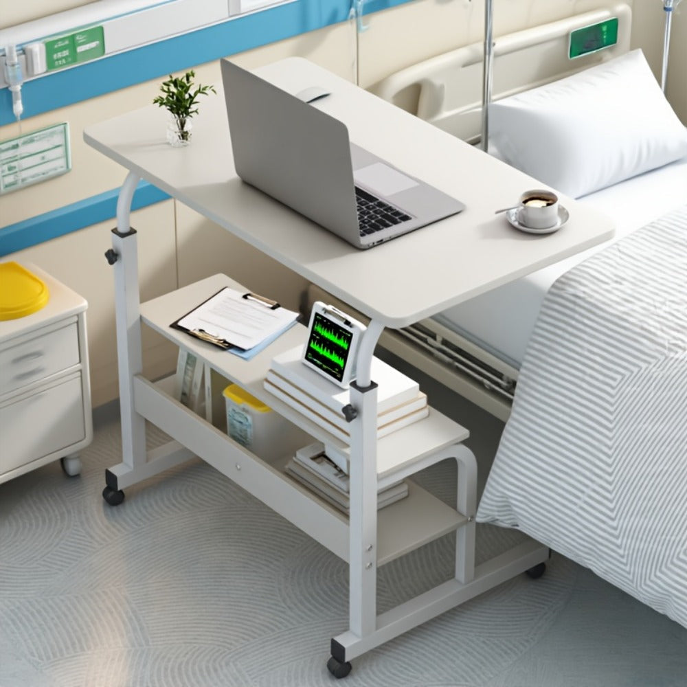 Overbed Table with Casters Adjustable Height ¨C Bedside Nursing Table for Hospital & Home Care, Rolling Laptop Desk for Elderly & Patients, Meal Tray Stand, Multiple Colors