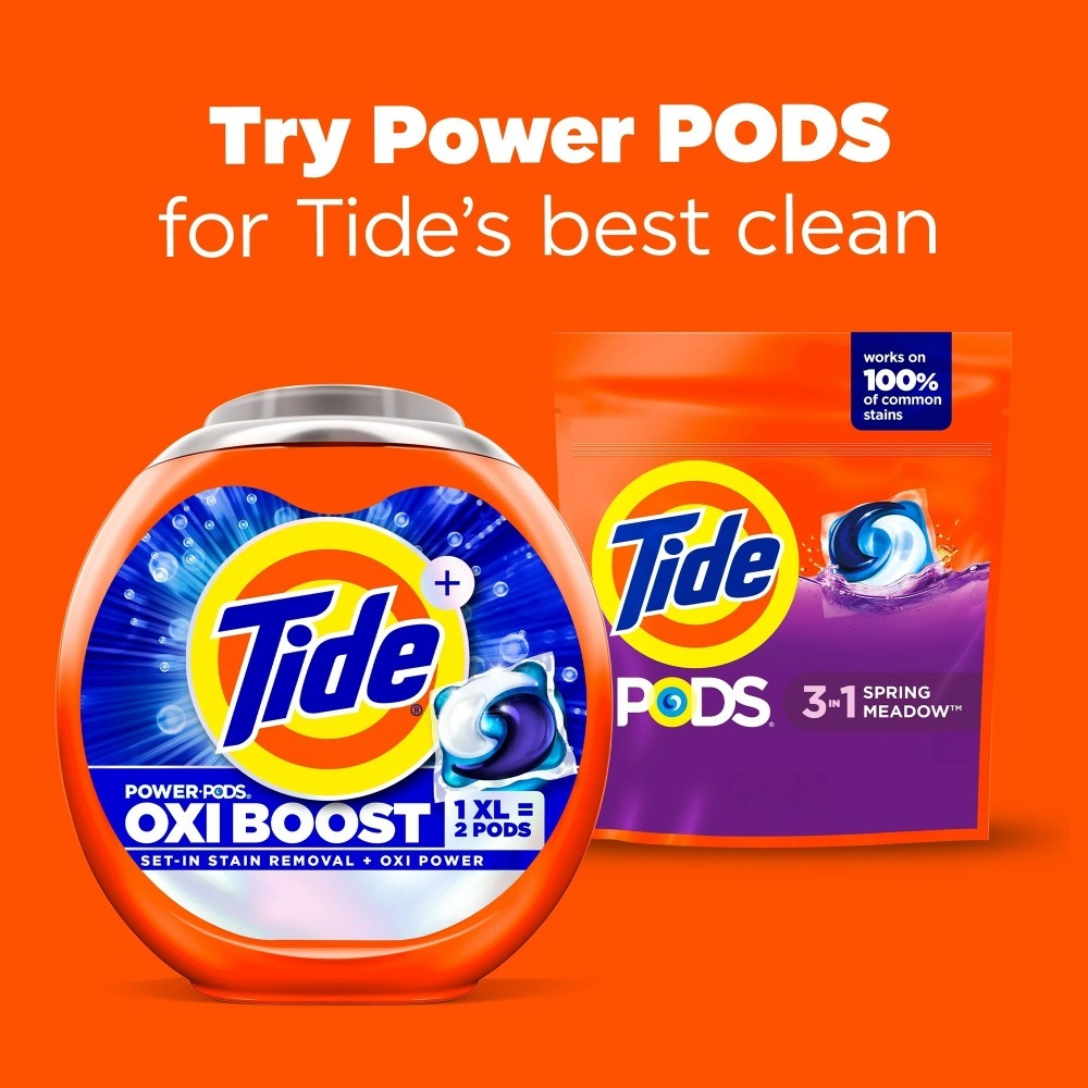 Tide PODS Liquid Laundry Detergent Packs Spring Meadow Scent 16 Count Pre-Measured Pods Stain Remover HE Compatible Top Load Front Load Washing Machine