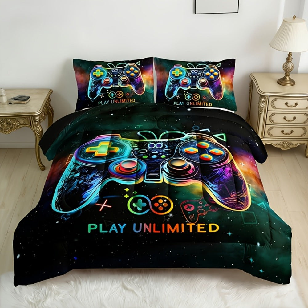 Kids Comforter Set 3 Piece Soft Breathable Quilt with 2 Pillowcases - Digital Print Bedding Set for Bedroom Dorm, Twin Full Queen King, Boys Girls Bed Set
