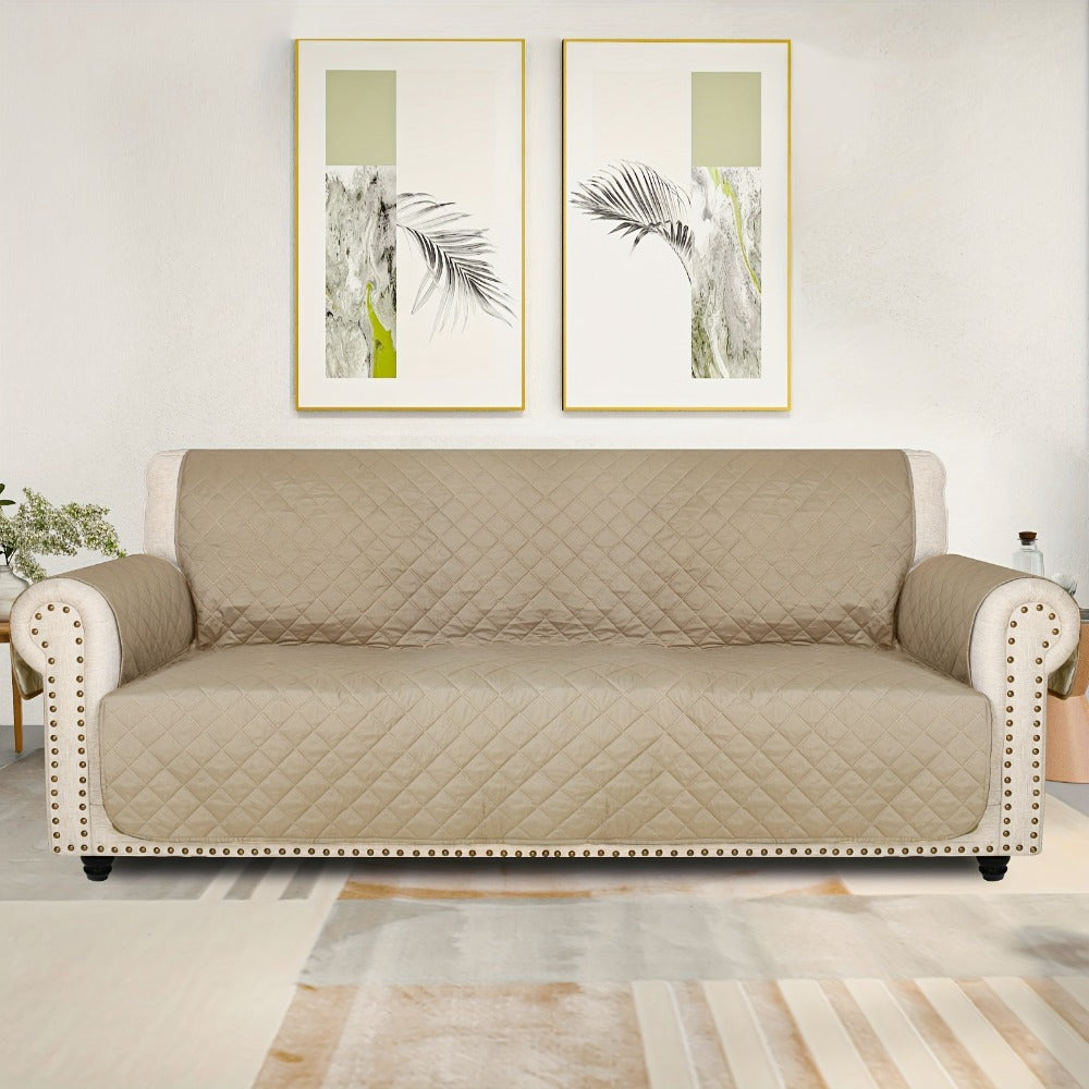 Sofa Slipcover 5-Layer Quilted Thick Sofa Cover Protector Elastic Strap Non-Slip Washable Pet Friendly Universal Fit 3 4 Seater Couch Cover for Living Room - 10 Colors