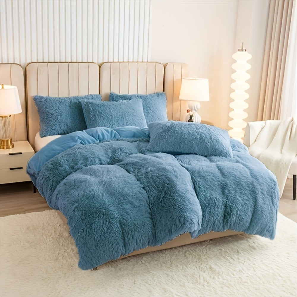 Plush Duvet Cover 100% Polyester Soft Warm Zipper Closure Cozy Bedroom Bedding Twin Full Queen King Solid Tie Dye 14 Colors for Bedroom Guest Room Dorm
