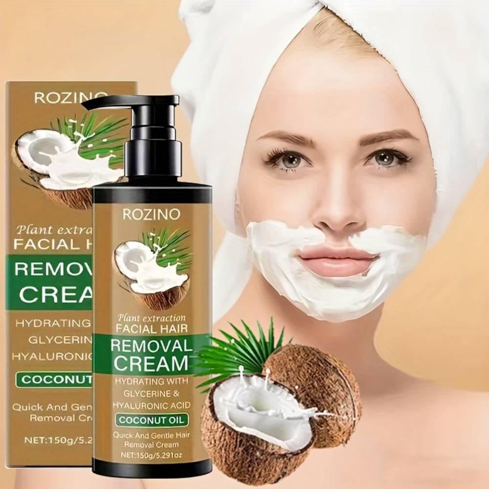 Semi Permanent Hair Removal Cream ¨C Coconut Formula 150g, Use Once for 3-Month Effectiveness, Instant Non-Irritating Smooth & Residue-Free Depilatory for Face, Lips, Armpits, Legs & Private Areas