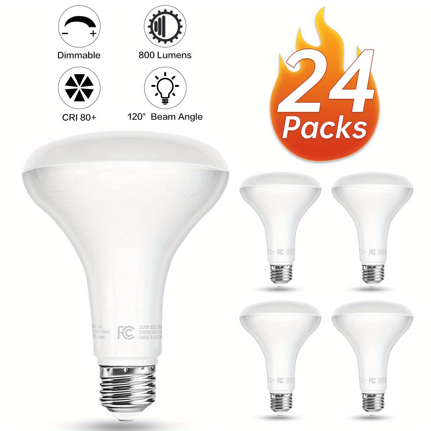 BR30 LED Flood Light Bulbs 12W 800 Lumens 5000K Daylight White Non-Dimmable ¨C 25000 Hour Lifespan E26 Base Recessed Lighting Bulbs for Indoor Ceiling Can Lights, 6 Pack 12 Pack 24 Pack