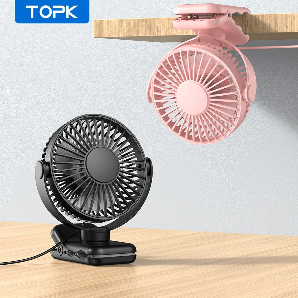 Clip on Fan USB Desk Fan, Brushless Motor Whisper Quiet Portable Mini Fan with Strong Clamp, USB Powered Personal Cooling Fan for Office Bedroom Dorm Stroller, 360¡ã Adjustable, Black Pink