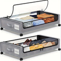 Under Bed Storage Containers with Wheels - Foldable Closet Organizer Bins with Label Holder for Clothing Blankets Shoes Comforter Pillows Bedding