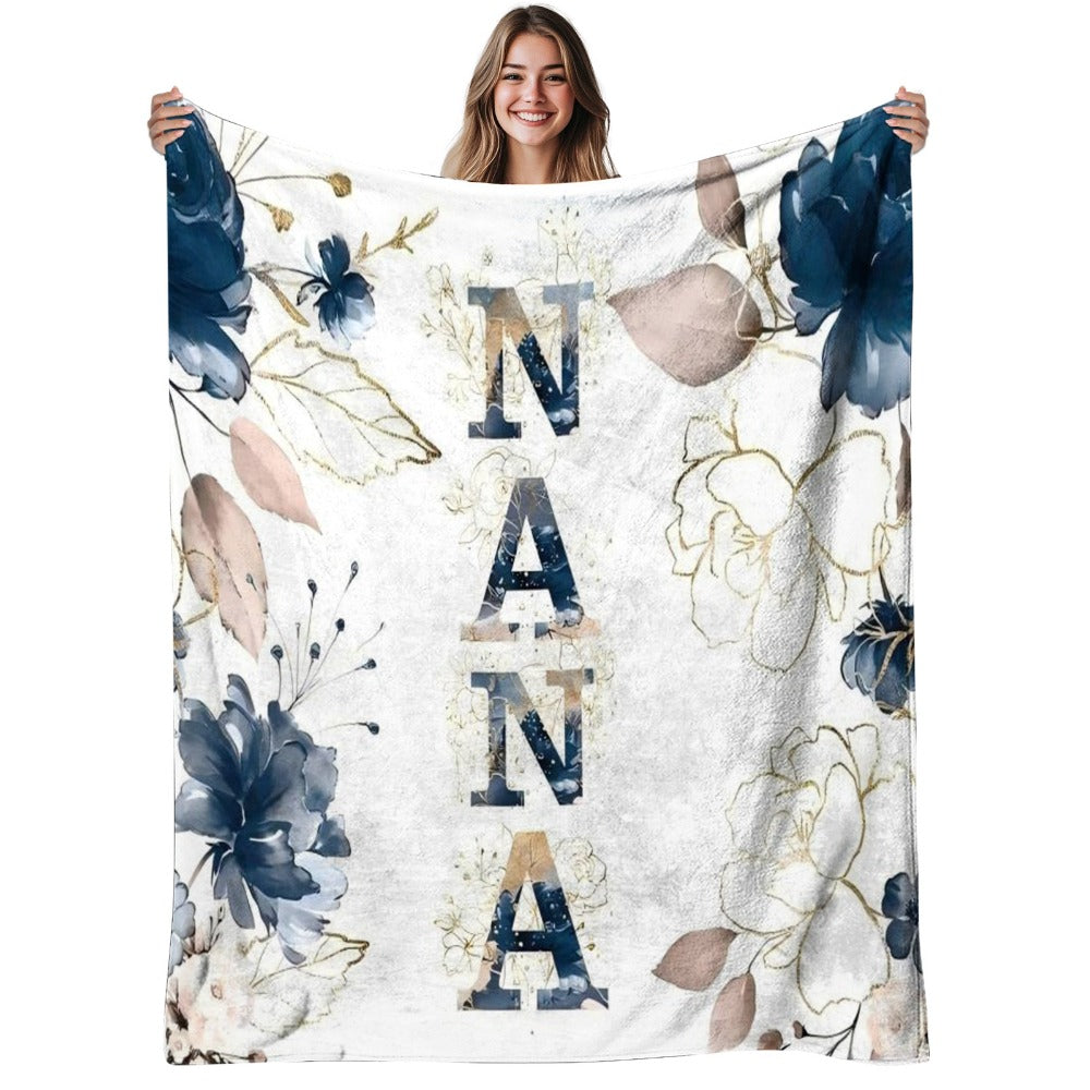 Floral Flannel Blanket ¨C 280gsm Soft Warm Elegant Flower Print Bedspread for Sofa, Bed & Living Room, Machine Washable, 3 Sizes