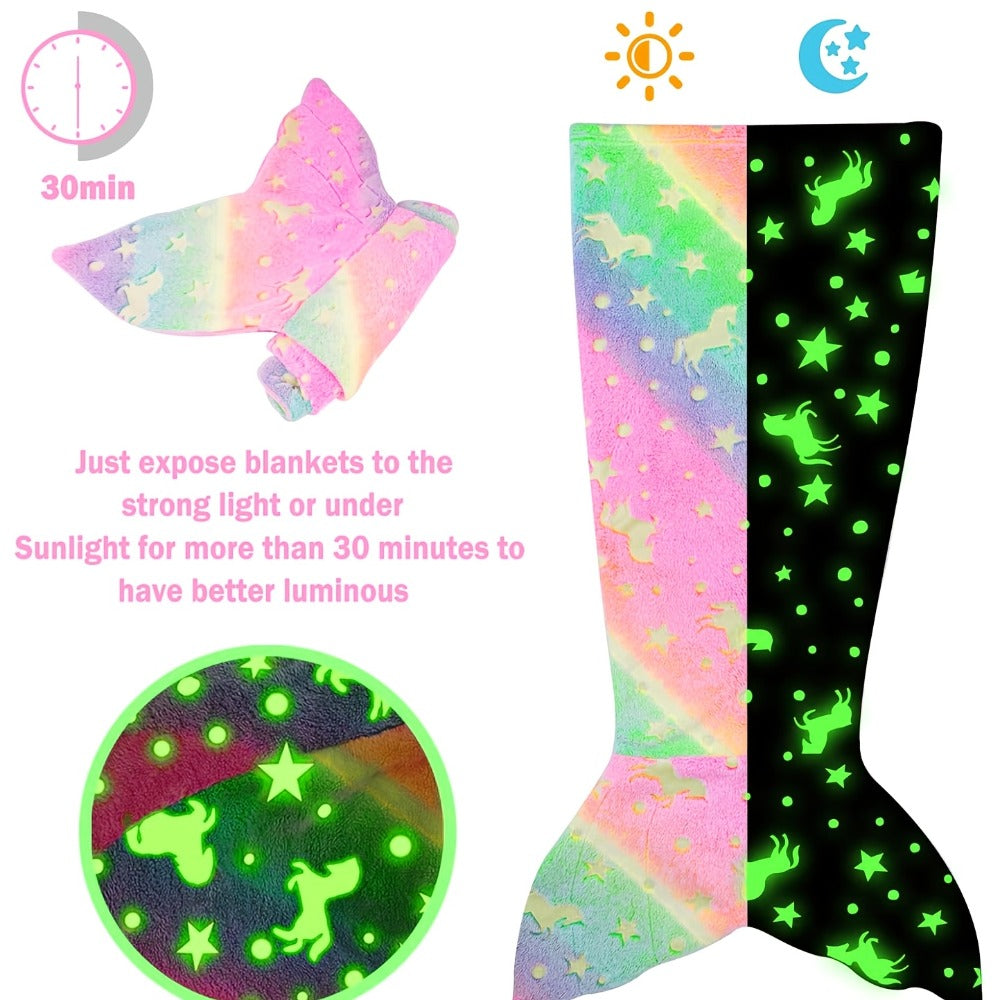 Mermaid Tail Sleeping Bag Blanket for Kids & Adults - Soft Flannel 200GSM Anti-Kick Cozy Bed Cover, Fun Novelty Bedding for Girls Boys Sleepovers Camping, 5 Colors: Green Red Blue Purple Yellow