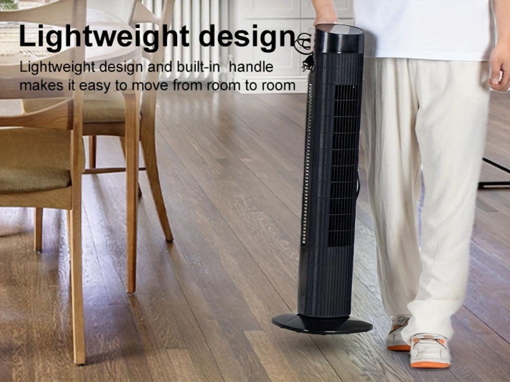 Tower Fan 31 Inch Bladeless | 80¡ã Oscillating Standing Fan with Remote Control, 7.5H Timer & 3-Speed Settings, Quiet Cooling Fan for Bedroom, Living Room & Office ¨C Black & White