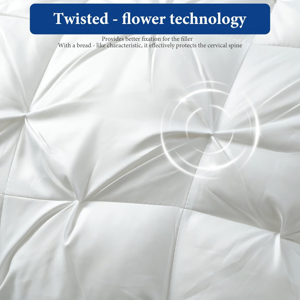 Bed Pillow 2 Pack Hotel Quality Twisted Flower Design 900g Fill - Adjustable Zipper Closure Breathable Polyester Sleeping Pillow for Side Back Stomach Sleepers, Luxury Soft Support Pillow Set