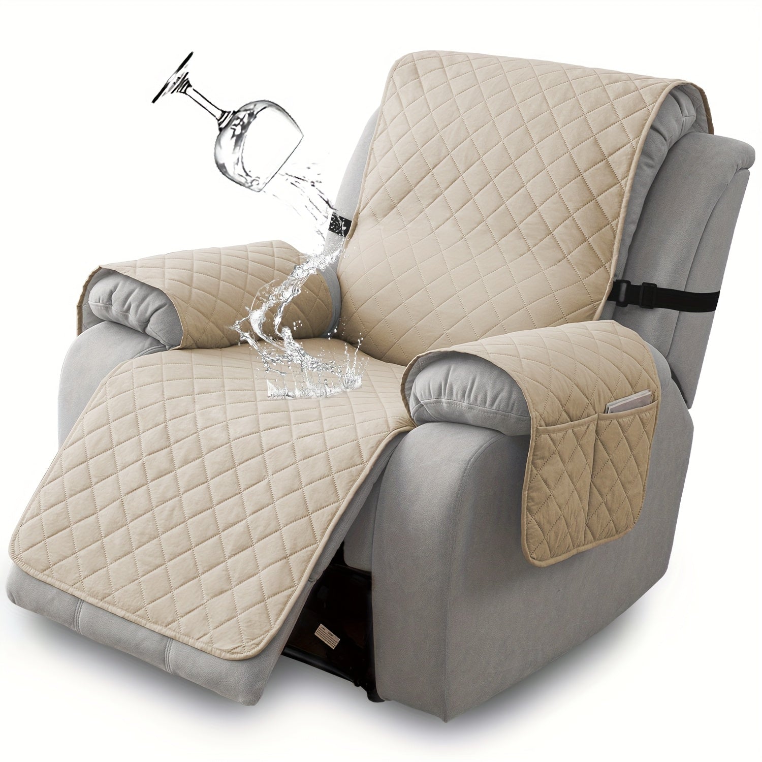 Chenille Knit Recliner Chair Cover Non-Slip Elastic Straps Drawstring Closure Pet Furniture Protector for Large Recliner 8 Colors