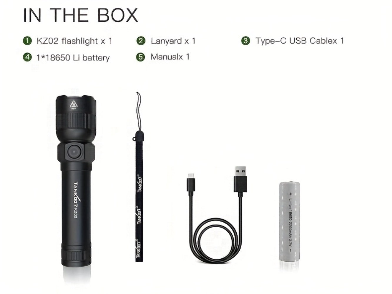 Mini LED Flashlight 18650 Rechargeable Battery | Adjustable Focus & Brightness Zoomable Compact Torch | Textured Grip for Camping Fishing Hiking Outdoor Adventures & Emergency