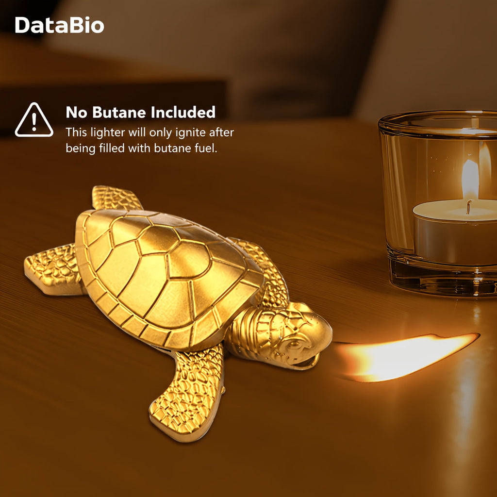 Turtle Lighter Refillable Soft Flame - Creative Novelty Butane Lighter with Adjustable Flame, Aluminum Alloy Shell, Desktop Portable Design, Cool Gift for Men, Birthday Holiday Gift, Golden & Bronze