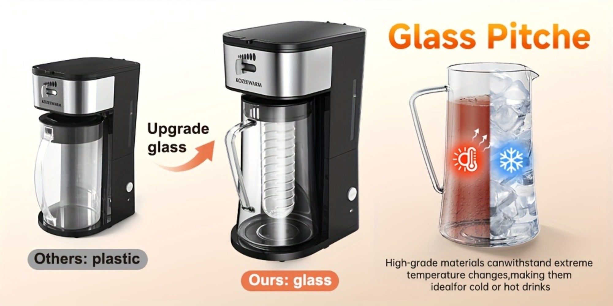 Iced Tea & Coffee Maker 3 QT Pitcher with Reusable Filter Basket | Adjustable Brew Strength | Cold Brew Machine for Iced Tea, Lattes, Lemonade & Flavored Water | Black