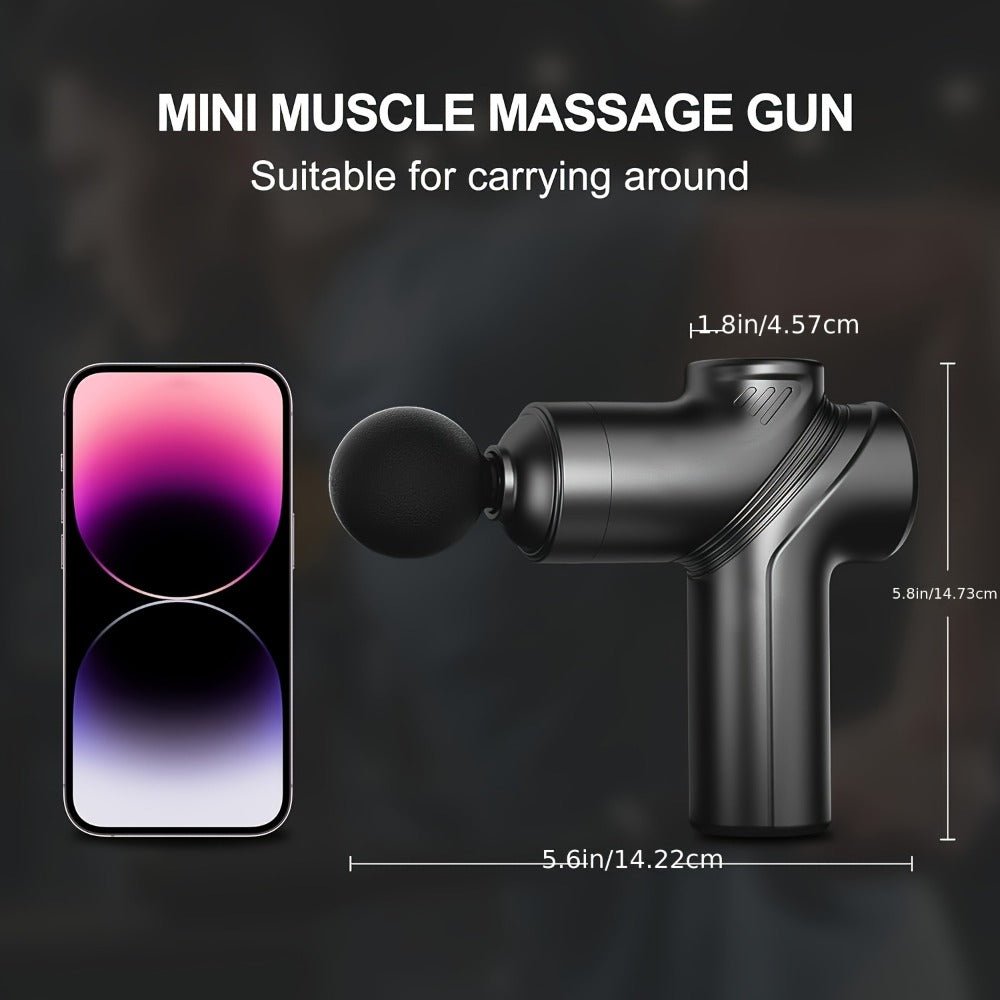 Portable Percussion Massage Gun ¨C Ultra-Quiet Motor, 4 Massage Heads & 6 Adjustable Speeds | Handheld Deep Tissue Massager for Muscle Relaxation, Post-Workout Recovery & Full-Body Relief