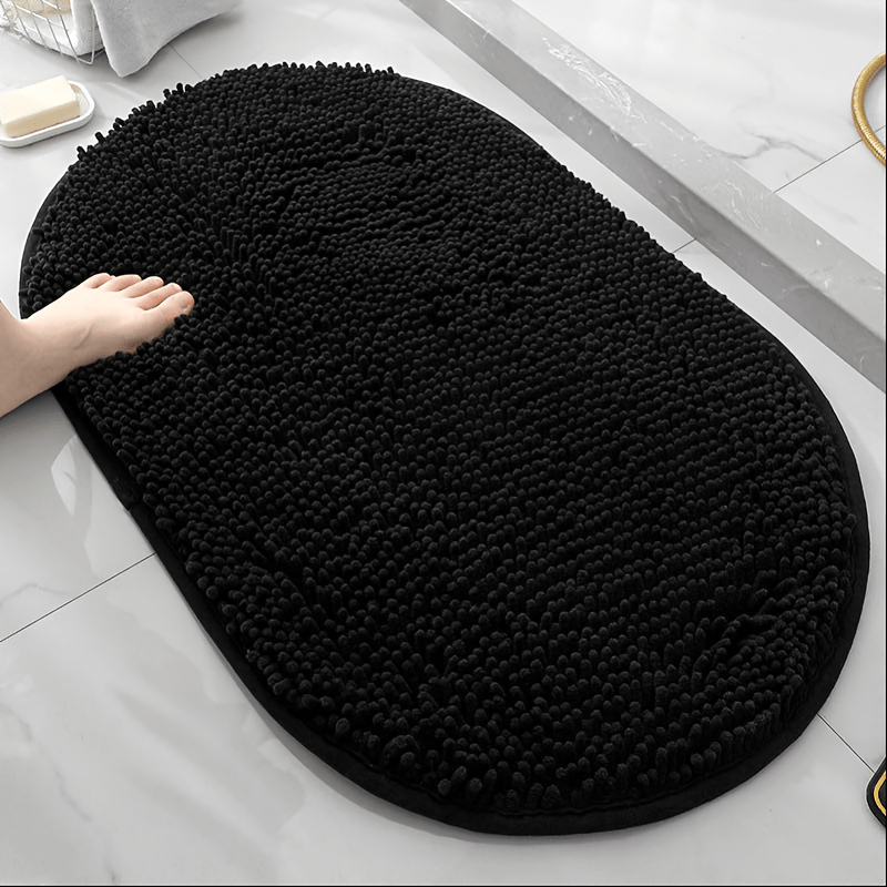 Chenille Bath Mat Non-Slip Super Absorbent Oval Bathroom Rug Soft Plush Carpet for Bathroom Kitchen Bedroom Entryway Indoor Outdoor Pet Dog Mat Machine Washable Multi-Color Multi-Size
