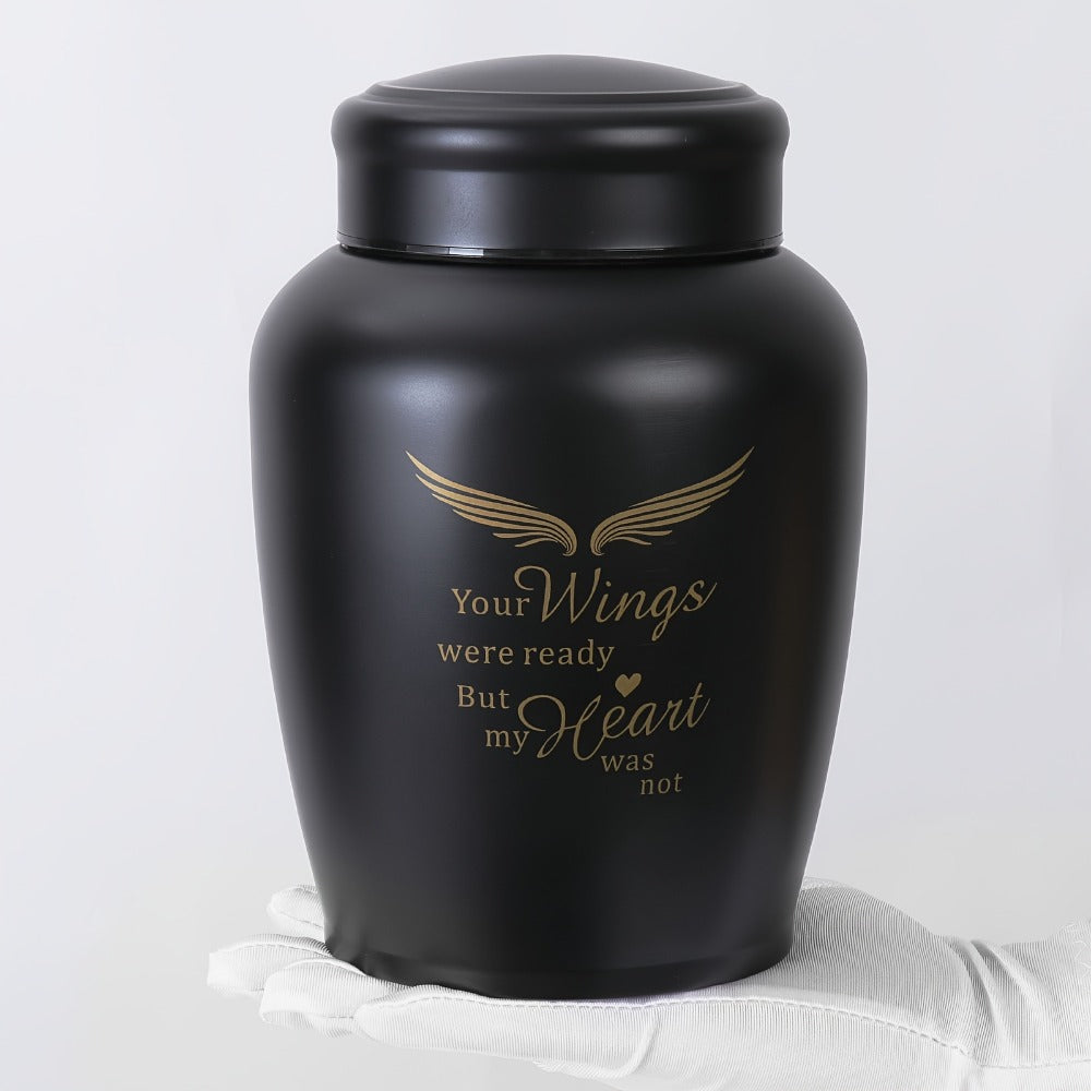 Cremation Urn for Human Ashes Large 8.5 Inch Stainless Steel Burial Urn for Adult Male Female, Memorial Urn for Cremated Remains Holds Up to 180 LBS, Silver or Black