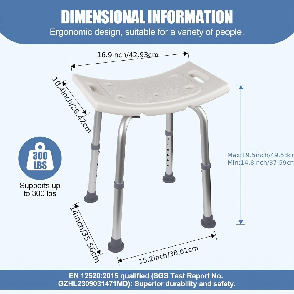 Shower Bench with Suction Feet ¨C Adjustable Non-Slip Bath Stool, 350 LBS Capacity, Rust-Proof Aluminum, Medical Grade Bath Seat for Seniors, Adults & Disabled, Fits Showers & Tubs