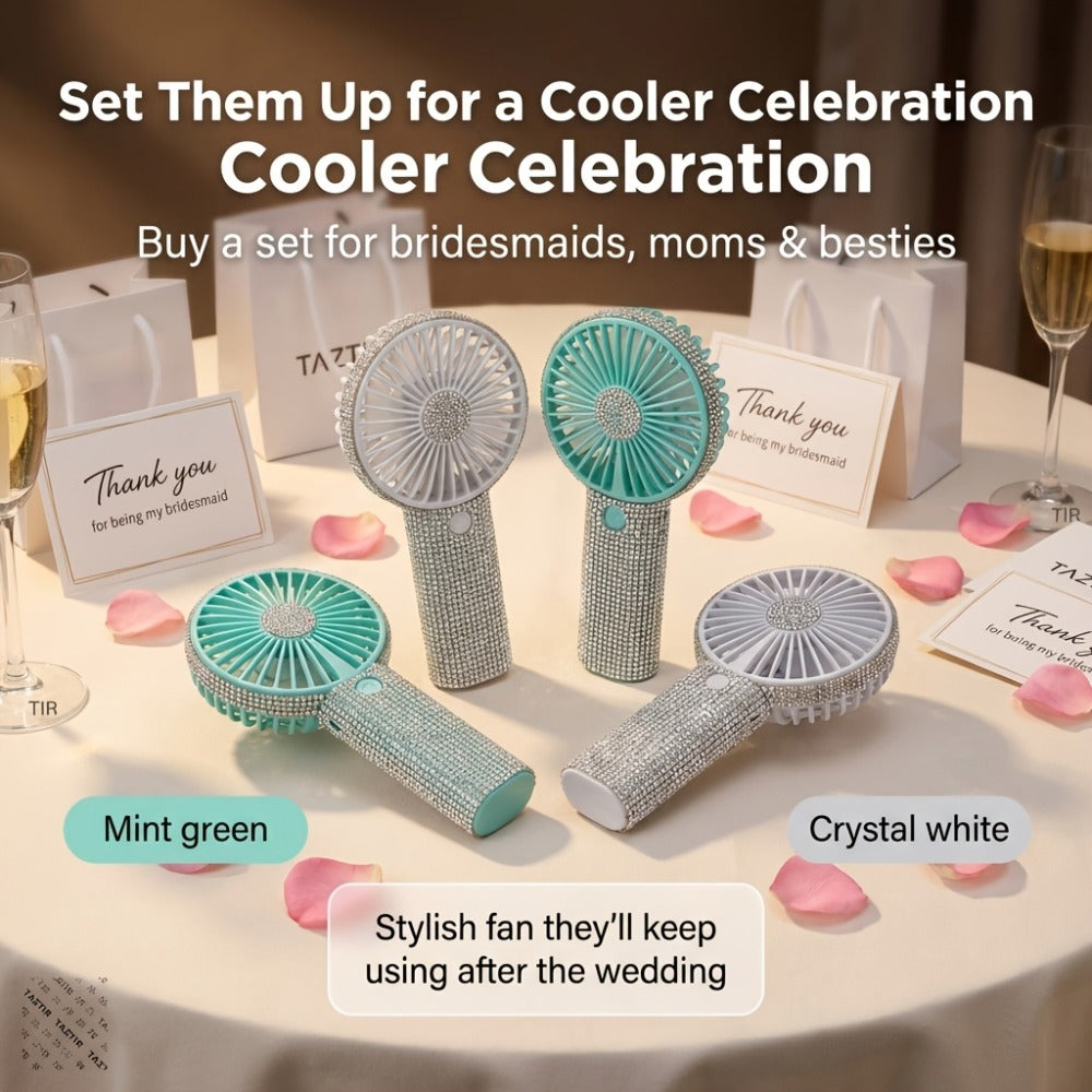 Mini Handheld Fan USB Rechargeable, Diamond-Style Portable Personal Fan with Long Battery Life, Compact Small Fan for Travel, Outdoor, Desk, Wedding, Valentine's Day and Mother's Day Gift