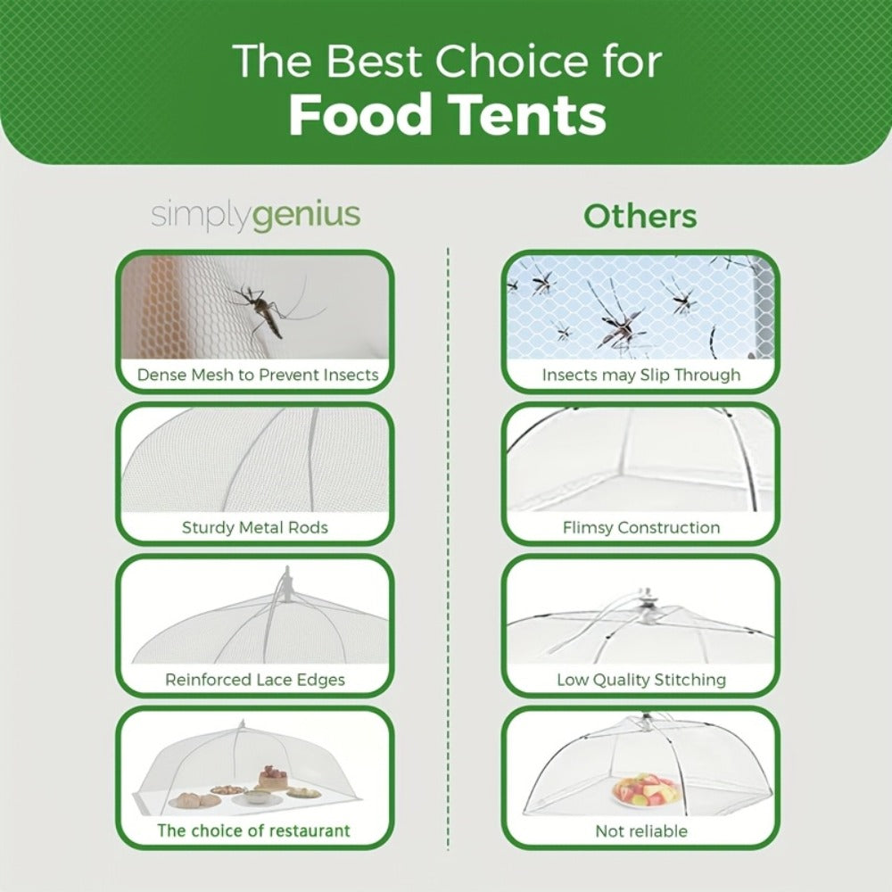 Pop-Up Mesh Food Covers for Outdoor Use - Large Collapsible Tent Covers for Picnic, BBQ, Buffet & Gatherings (3pcs / 9pcs)