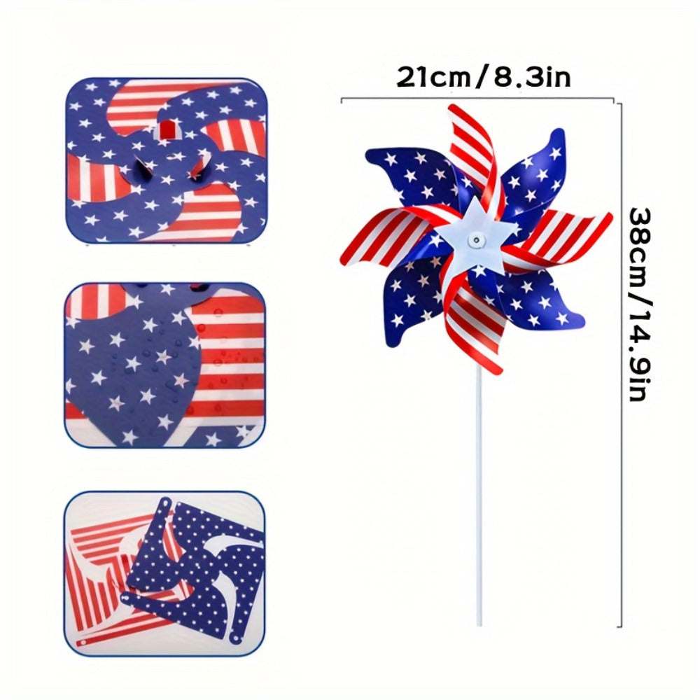 4th of July Pinwheels Decorations Red White Blue - Patriotic Stars Stripes Pinwheel Garden Decor for Independence Day Party, Yard Lawn Outdoor Decor, Party Favors - 20 30 40 Pack
