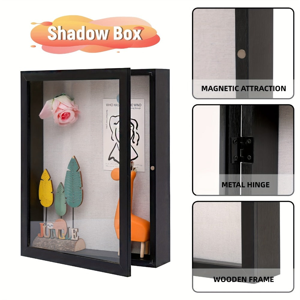 Shadow Box Frame 12x16 ¨C Large Deep Display Case with Plexiglass Cover for Photos, Medals, Flowers, Memorabilia & Keepsakes, Sturdy Wall Mountable Memory Box, Black