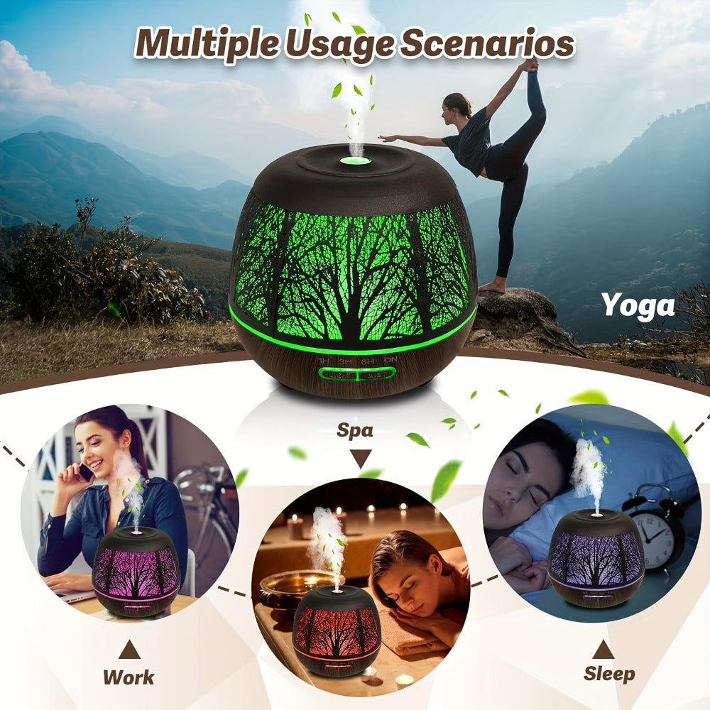 Essential Oil Diffuser 400ml Large Capacity Metal Aromatherapy Diffuser with Remote Control 7 Color LED Light Humidifier for Bedroom Home Decor Gift Owl Skull Dragonfly Design