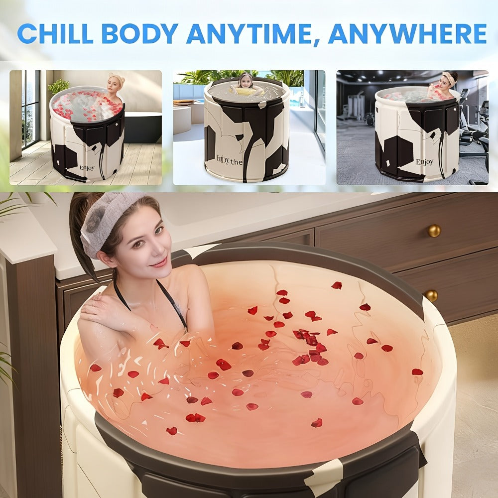 Foldable Soaking Tub for Adults ¨C Portable Full Body Bath Barrel with Non-Slip Base, Collapsible Hot & Cold Soak Tub for Home Travel Small Spaces, Space-Saving Bathroom Accessory