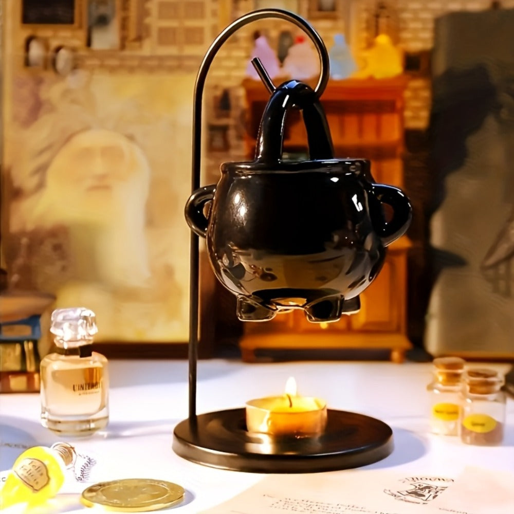 Ceramic Wax Melter Hanging Incense Holder Tealight Diffuser Black Witch Style Home Decor for Yoga Meditation Spa Aromatherapy Boho Gothic Gift