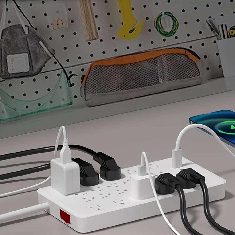 Surge Protector Power Strip with USB C Ports 22 AC Outlets 5 USB Ports - 6ft Flat Plug Extension Cord PD 20W Fast Charging 1875W 15A - Heavy Duty Wall Mount Under Desk Power Strip White